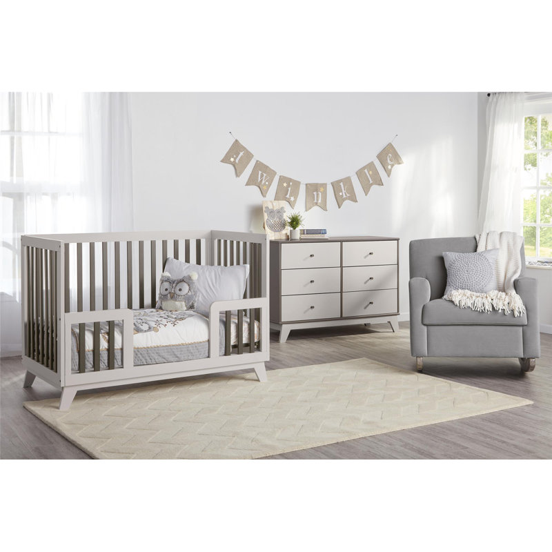 Gray Double Nursery Dresser with Soft Close Drawers