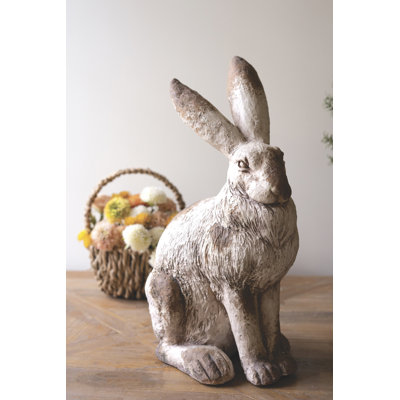  Faux Concrete Rabbit Sculpted Animal Decor 13" H Tabletop Accent
