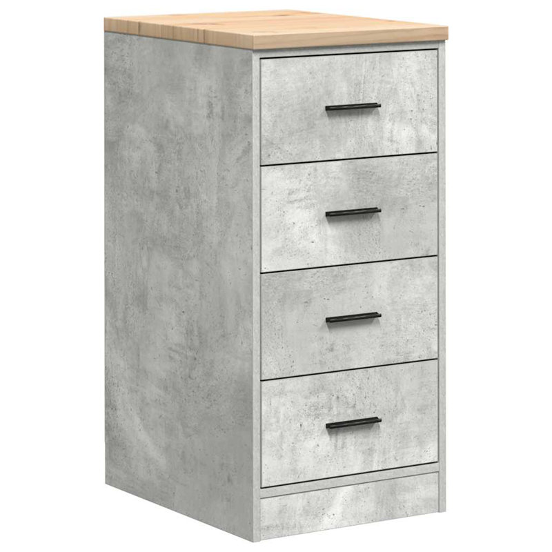 Solid Wood Single Storage Cabinet ( 85cm H x 40cm W x 51cm D), Concrete Grey
