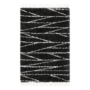 Abrahams Geometric Black/White Area Rug 8' x 10'