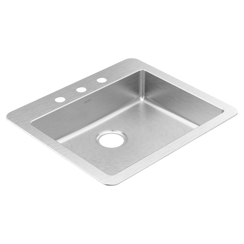 Prep 1800 Series Stainless Steel Drop-In 25" x 22" x 5.5" Single Bowl Kitchen Sink with Rear Drain