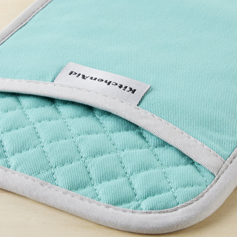 Aqua Sky Silicone Grip Cotton Pot Holder Set