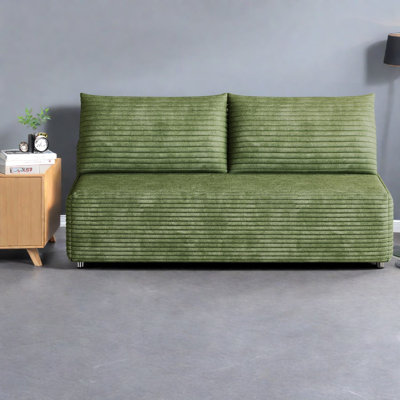Canapé d'angle à compression, canapé moderne en velours côtelé vert de 150 cm pour petits espaces
