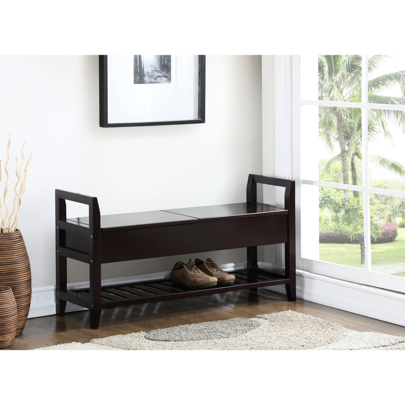 Banc à chaussures rembourré beige avec compartiment de rangement et plateforme rembourrée