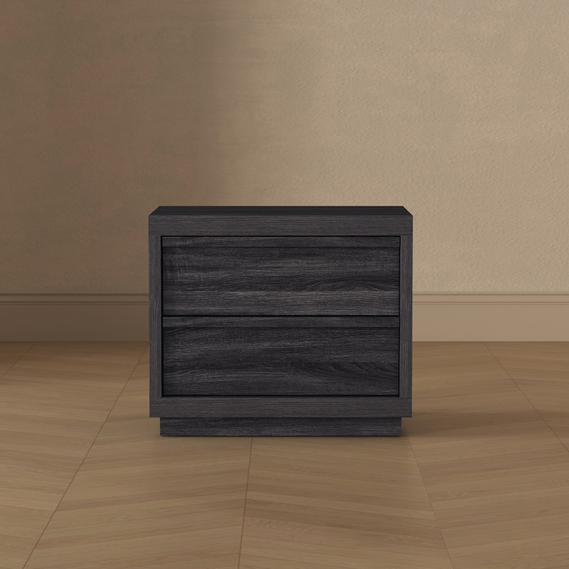 Table de chevet 2 tiroirs Navis, Gris anthracite