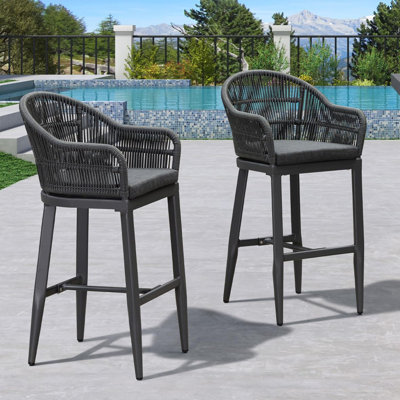 Aleza Outdoor Patio Bar Stools With Waterproof Soft Cushion