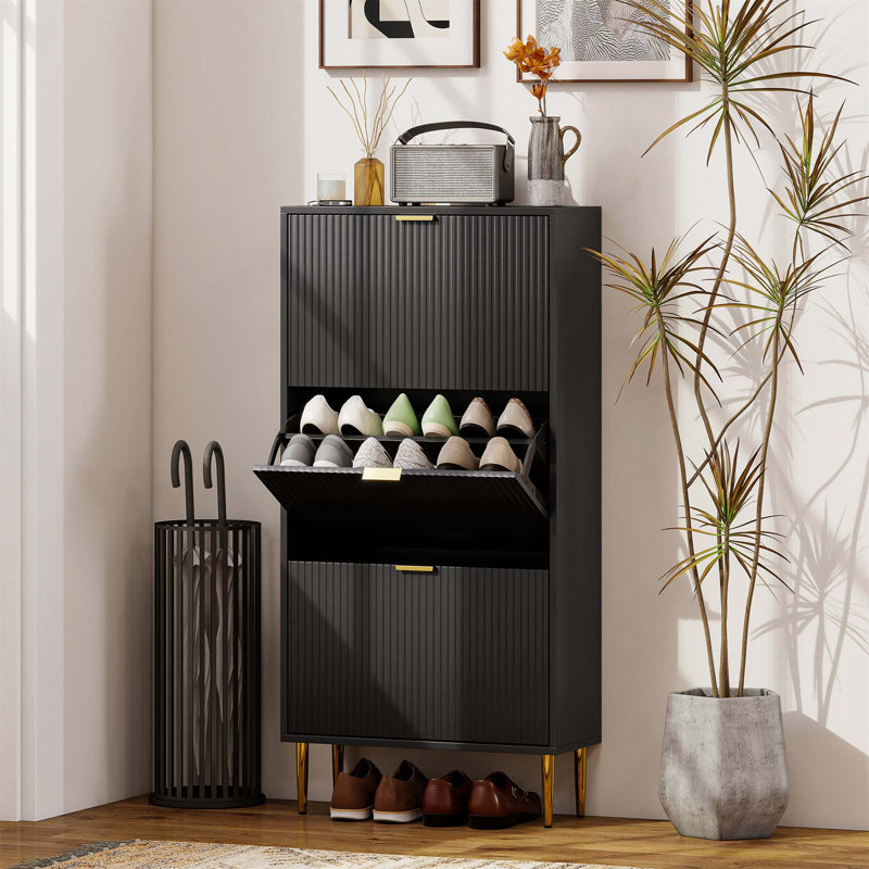 Flip Down Shoe Storage, Black, 122cm H x 60cm W x 24cm D