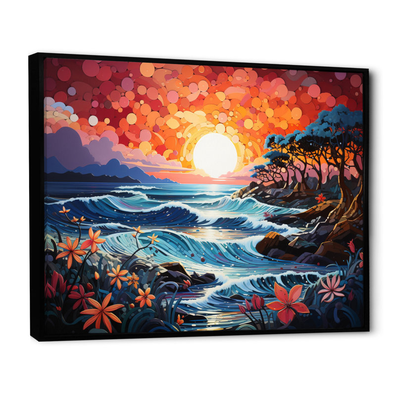 Beach Tropical Vibes XXI - Imprimé, Cadre flottant noir, H 12 po x l 20 po x P 1 po