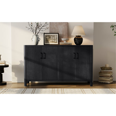 4-door Cabinet, Rustic Look, Solid Wood Legs, Rounded Edges, Quiet Closing, Spacious Storage Capacity Space
