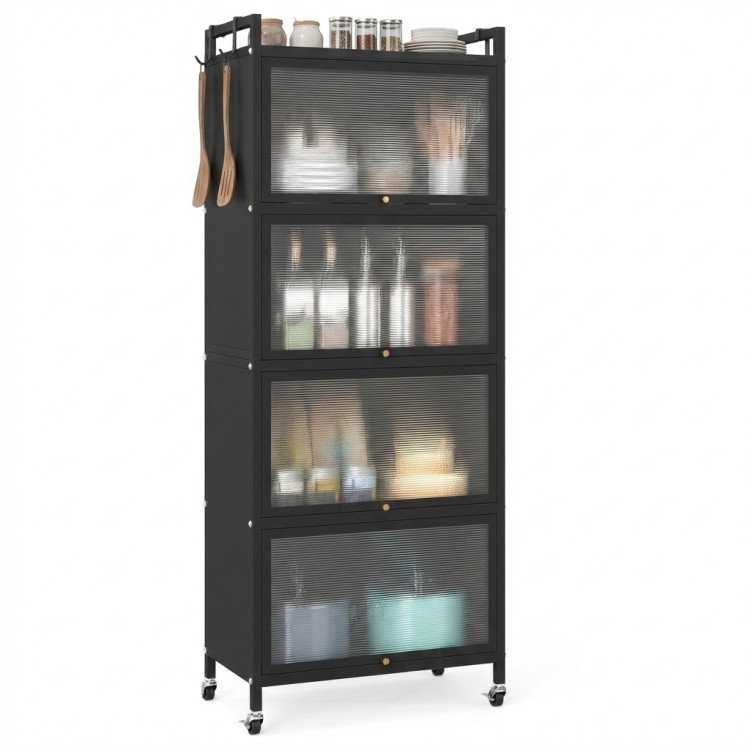 5-Tier Kitchen Baker's Rack with Flip-up PC Doors & Wheels
