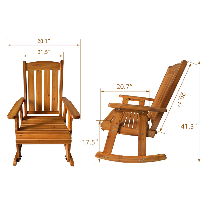 Chaise berçante d'extérieur en bois avec table