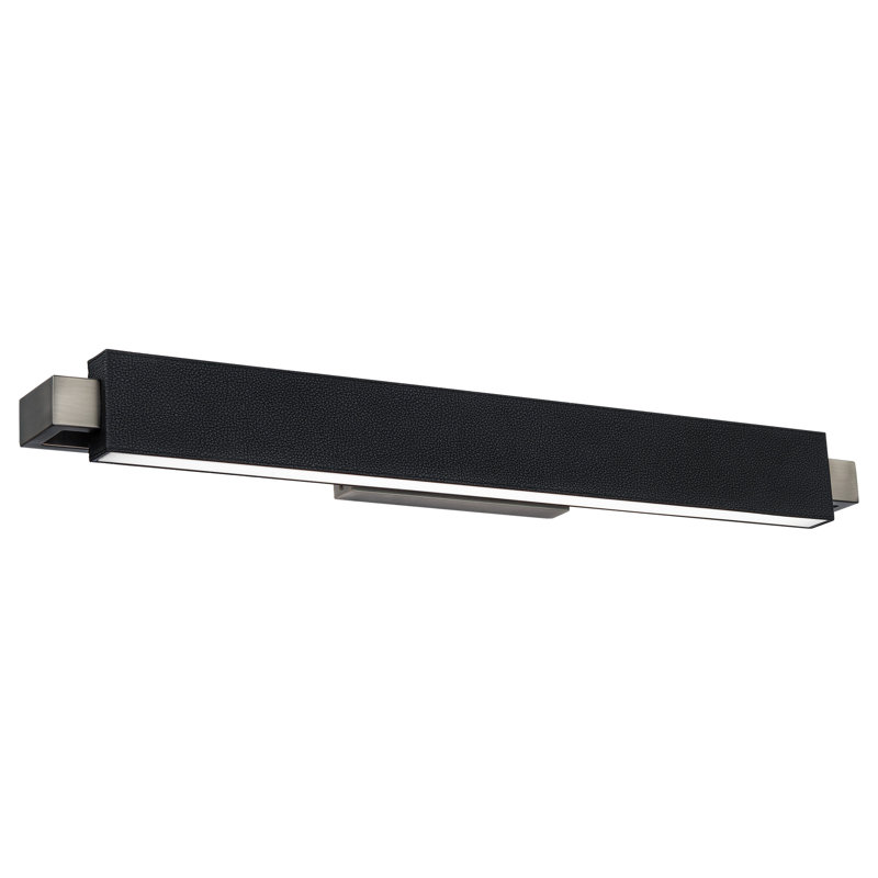 Pebbled Black Brushed Nickel 2-Light LED Bath Bar with Frosted Glass