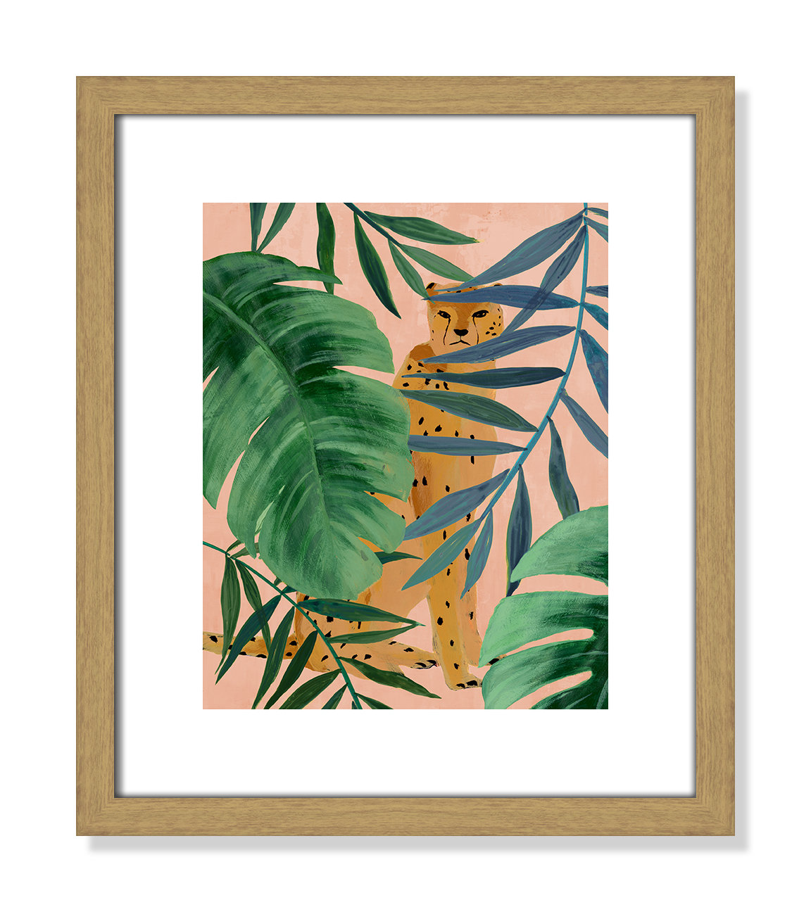 Allie "Silent Jungle" Painting by Isabelle Z, 15" H x 13" W x 0.75" D, Beige Wood Framed Paper