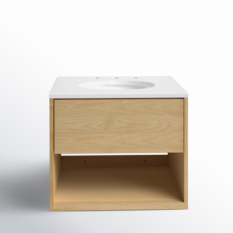 Redbridge 24'' Single Wall Mounted Bathroon Vanity with Quartz Top