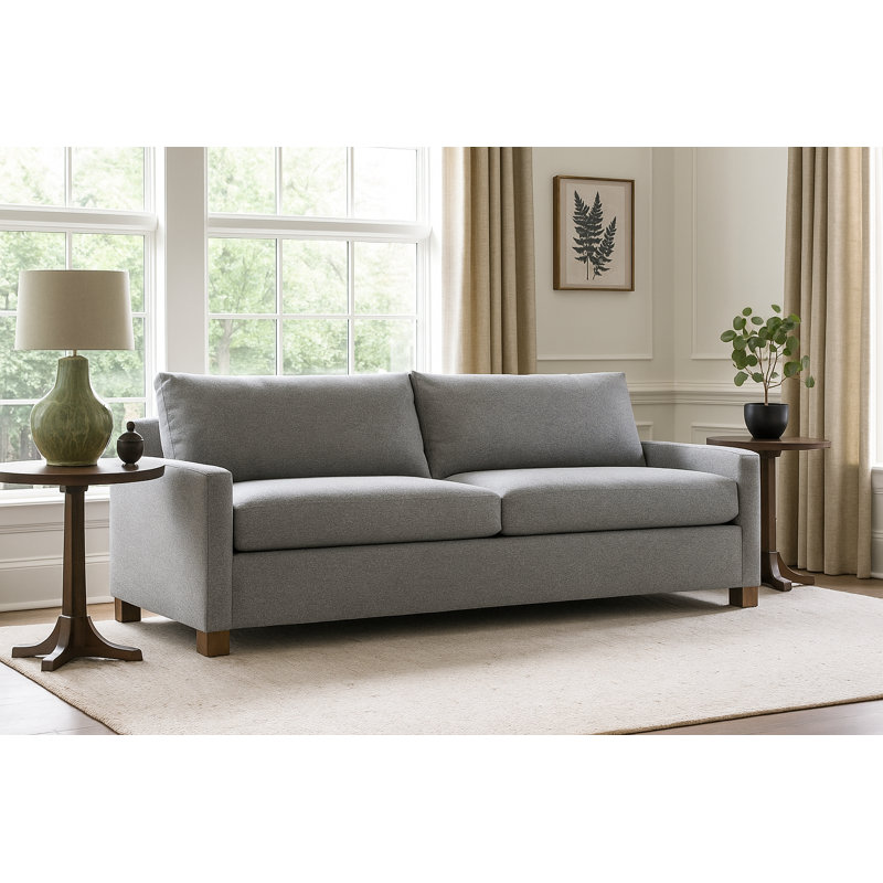 Louisa 87'' Square Arm Sofa Bed, Connelly Blue Jay Performance Tweed
