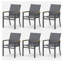 Ensemble de 6 chaises de patio extérieures en aluminium gris - textilene toutes saisons