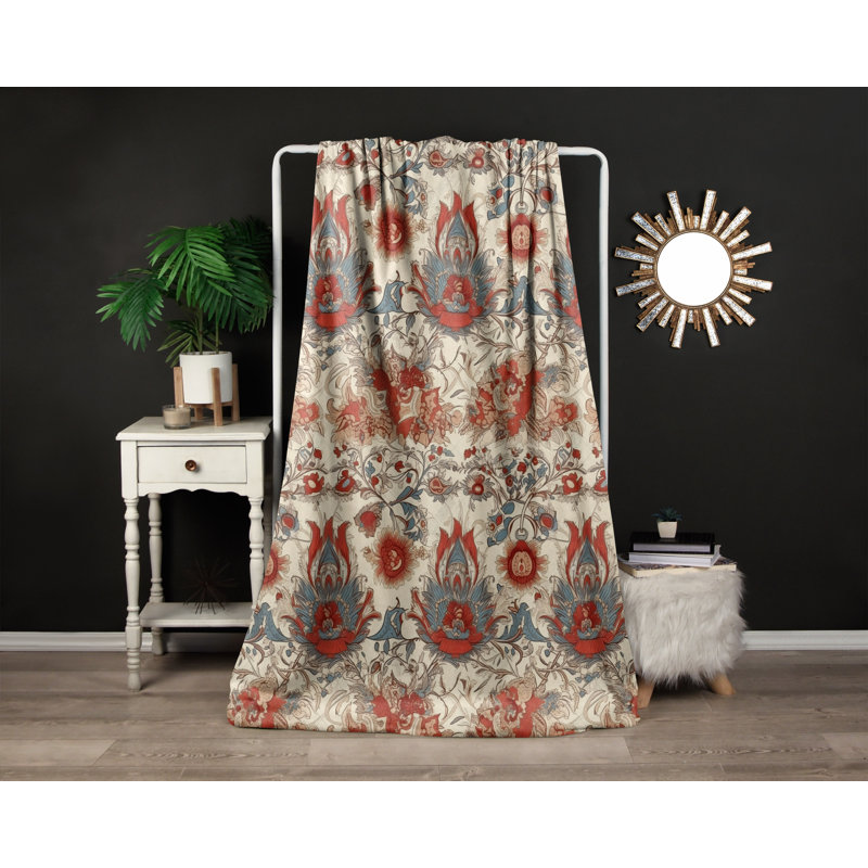 Throw Blanket, 51" W x 60" L, Floral/Abstract, Orange/Red/Blue