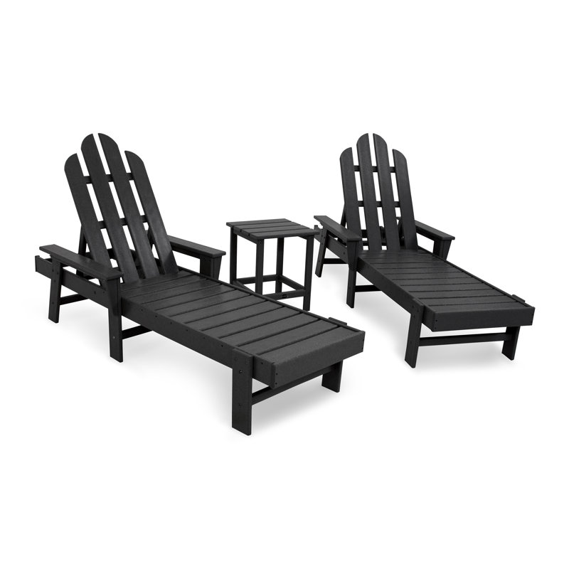 POLYWOOD Long Island Chaise 3-Piece Set, Black