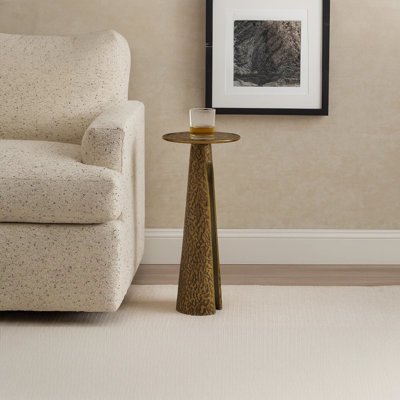 Arvyn 24" Side End Drink Table | Aluminum Cast Craftmanship I Antique Brass | Embossed Textured Finish