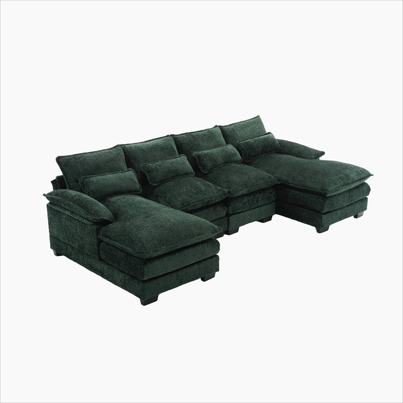 Odas 110.63'' Modular Sofa, Emerald Chenille