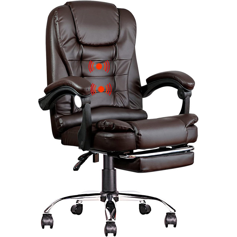 Noshin Ergonomic Faux Leather Massage Executive Chair, Amber