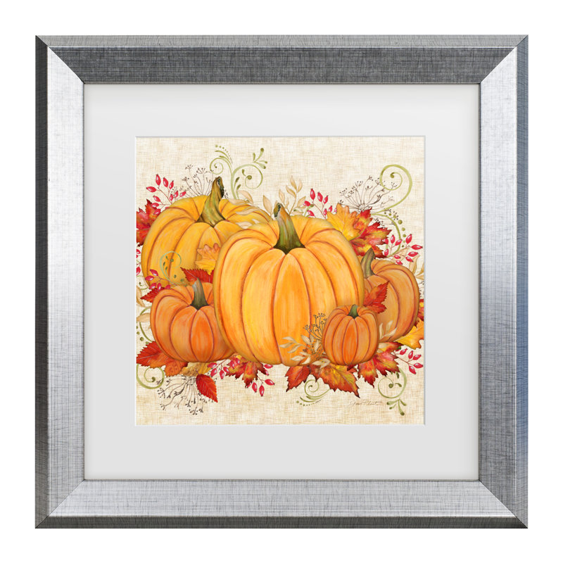 " Fall Pumpkins " by Jean Plout, 19.5" H x 19.5" W x 0.75" D, Silver