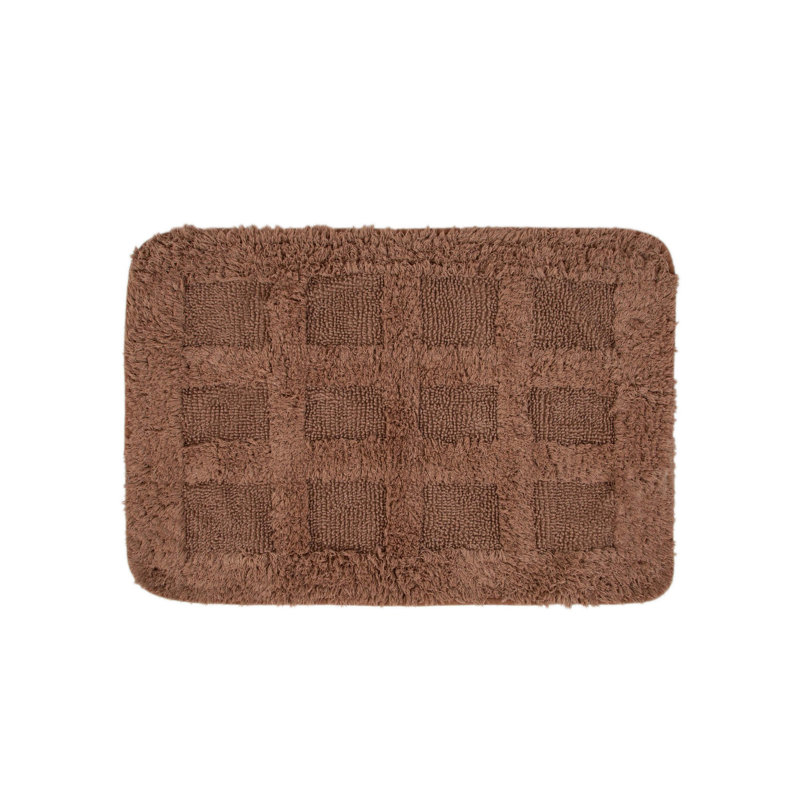 Ensemble de 2 tapis de bain de couleur unie Hazem, Brun