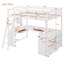 Lit mezzanine double avec bureau de rangement, chambre à coucher moderne en bois aggloméré blanc