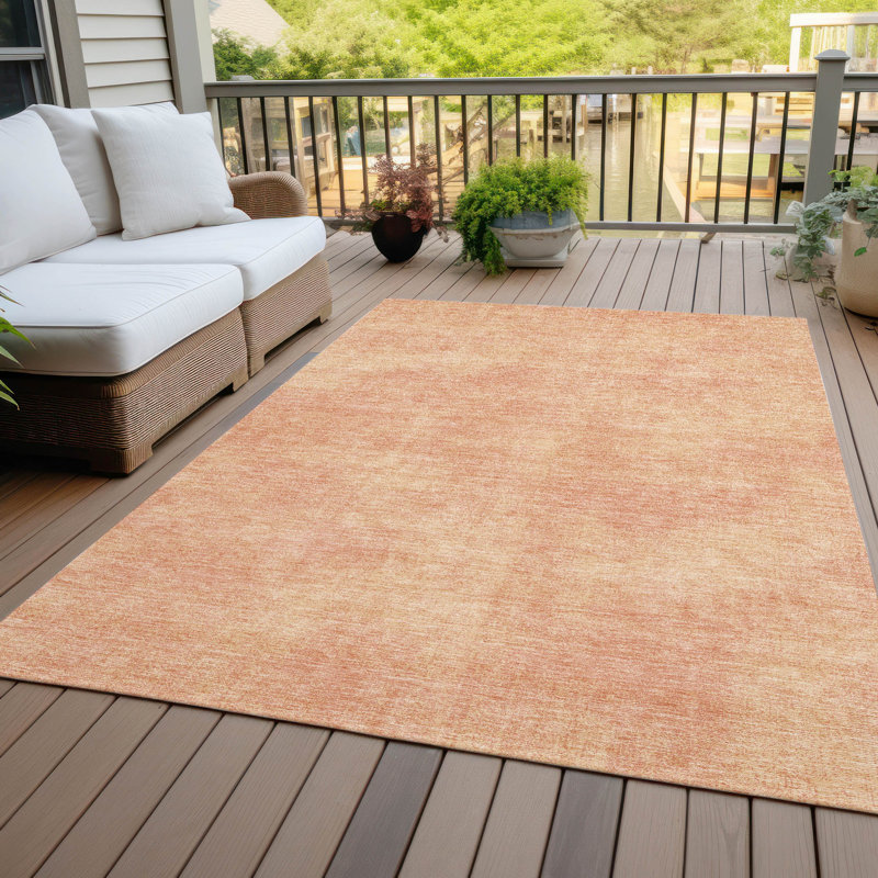 Orlena Peach Washable Indoor-Outdoor Rug - , 8' x 10'