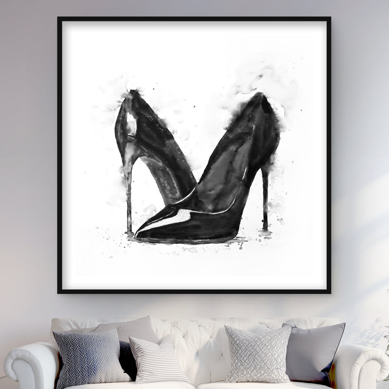 Chaussures à talons hauts noires | Impression encadrée noire et blanche