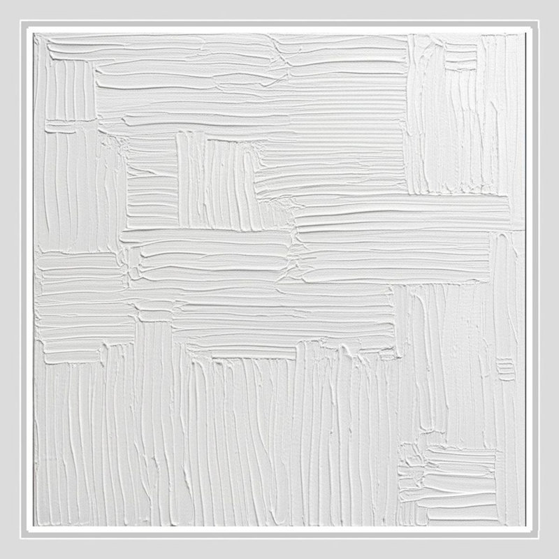 "Textured White Abstract Shapes", art mural sur toile encadrée, White, 24" H x 24" W