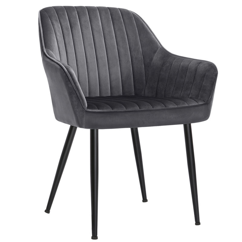 50cm H Velvet Upholstered Spindle Armchair in Black