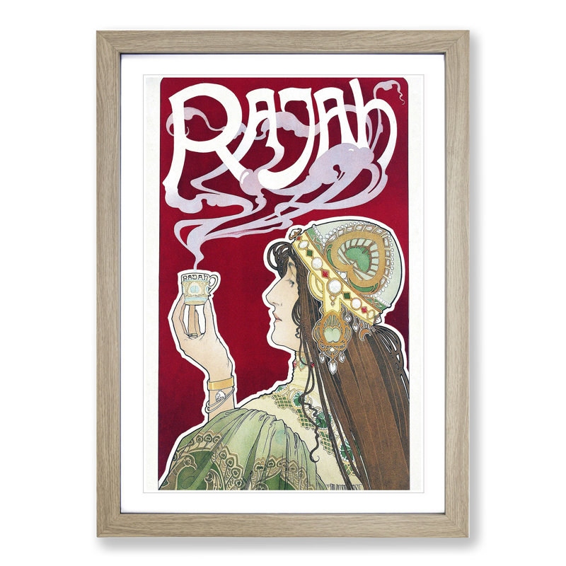 Rajah by Henri Privat-Livemont - Picture Frame Graphic Art, Oak Framed, 48cm H x 36cm W x 2cm D
