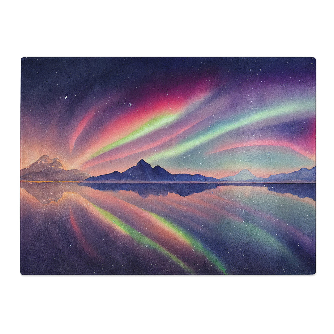 Watercolour Aurora Borealis Vol.1  Glass Chopping Board
