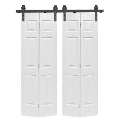 Panelled MDF Composite Double Bifold Barn Doors with Installation Hardware Kit