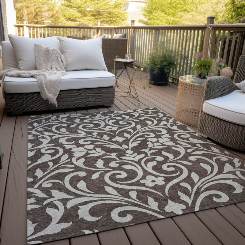 Malek Washable Floral Indoor / Outdoor Rug, Rectangle 2'6" x 3'10"