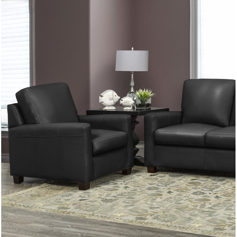 Fauteuil en cuir Anum, Cuir corbeau