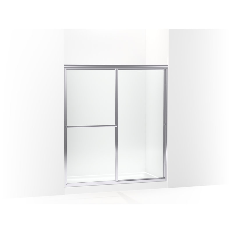 Deluxe 54.37"-59.37" W x 65.5" H Sliding Framed Shower Door, Silver