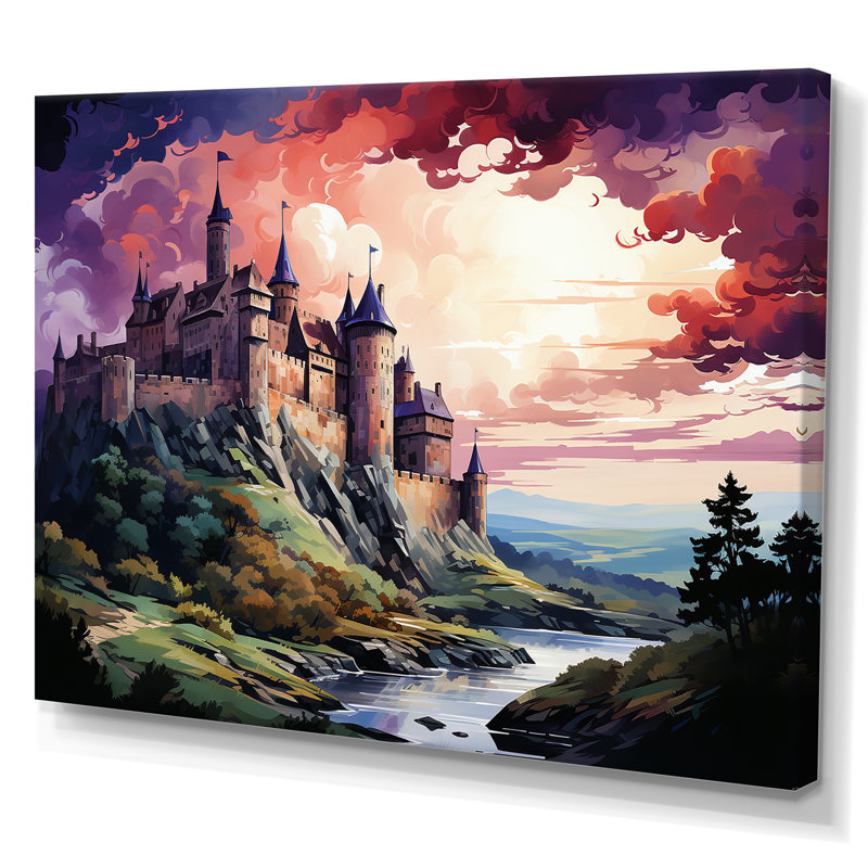 Château français médiéval, Toile tendue, 34" H x 44" W