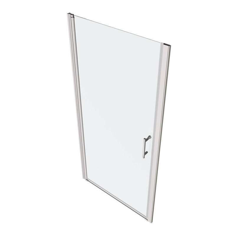 1 3/8" Adjustment,Universal Pivot Shower Door, Open Outside, With 1/4" Tempered Glass Finish, Chrome