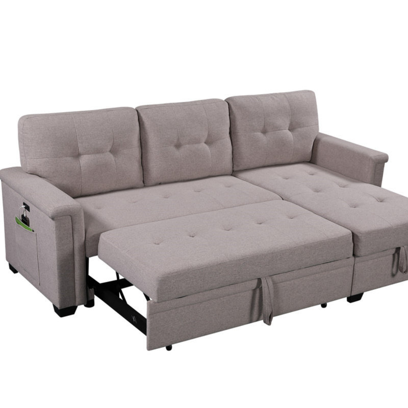 Mulaykah Upholstered Sectional, Light Gray Linen