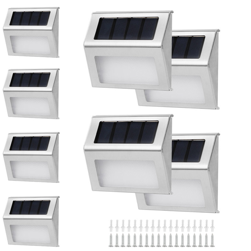 Silver Solar Powered Integrated LED Step Light Kit