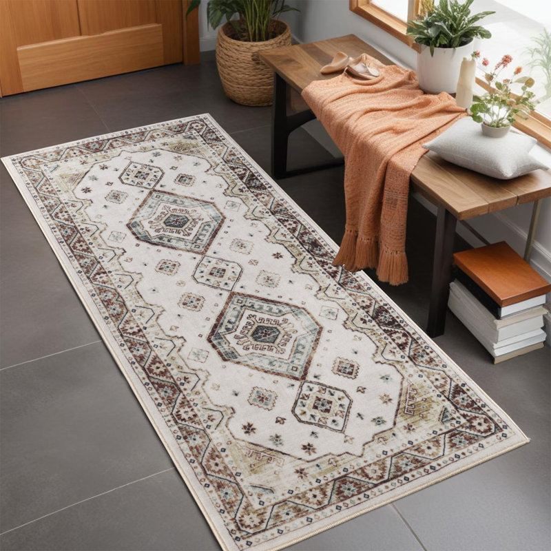 Tapis intérieur lavable en nylon Aquinnah Burj, Tapis de couloir 2 pi 7 po x 6 pi