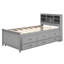 Lit simple avec rangement pour tête de lit et lit gigogne gris - Fabrication en bois massif pour une plateforme de chambre à coucher sereine de style moderne-1772913920