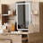 4-Drawer Vanity Desk With LED Mirror & Carved Details, Fluted Makeup Table With Metal Legs And PU Stool, Jewelry Storage For Bedroom
