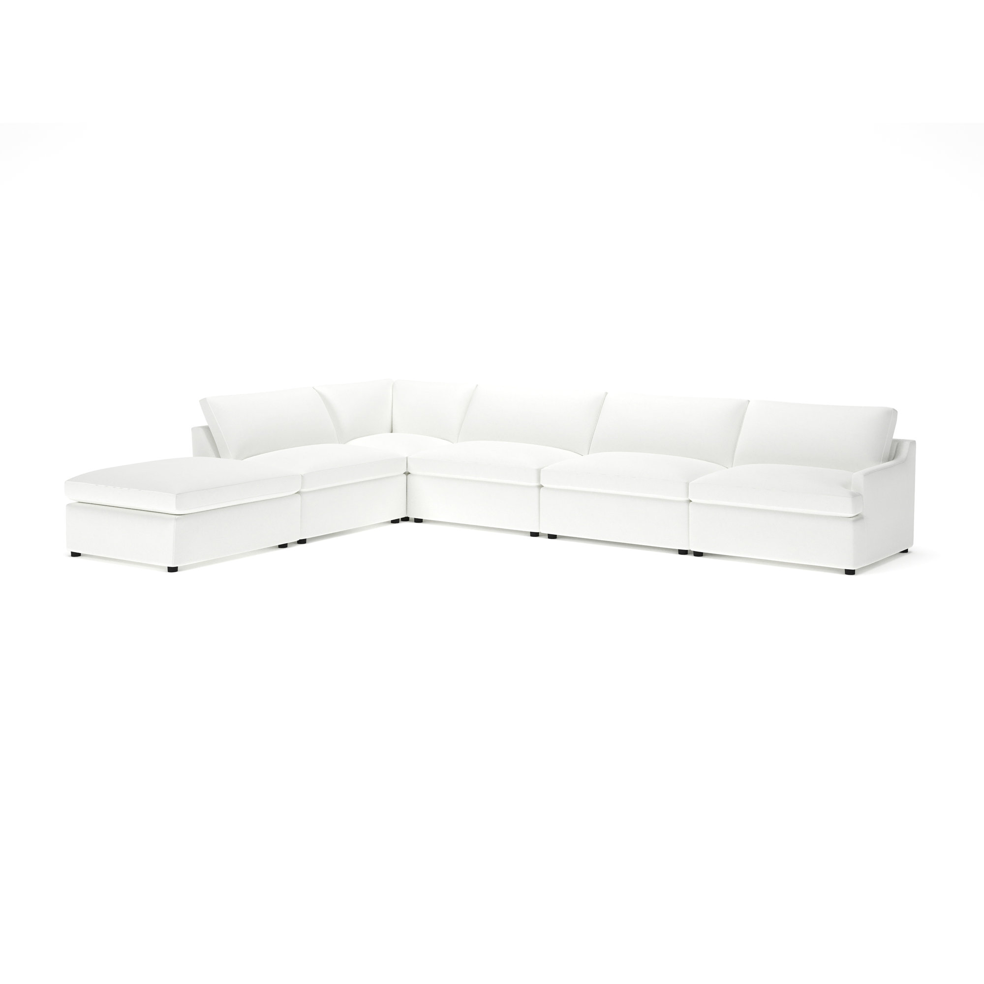 Essex 6-Piece Upholstered Modular Sectional, Left Hand Facing, John Flour Performance Linen Blend