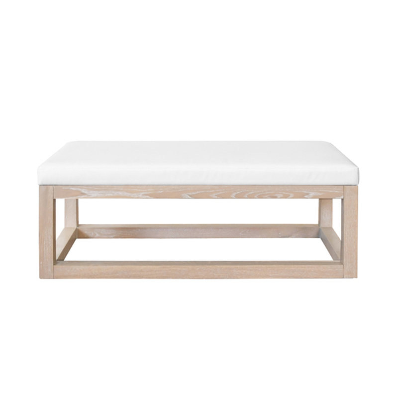Kenneth Upholstered Bench, Cerused Oak/White
