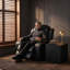 Fauteuil inclinable électrique moderne en cuir noir respirant de luxe moderne, fauteuil de cinéma maison ergonomique