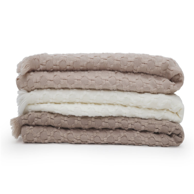 Delphine Hand Woven Throw Blanket, Ivory
