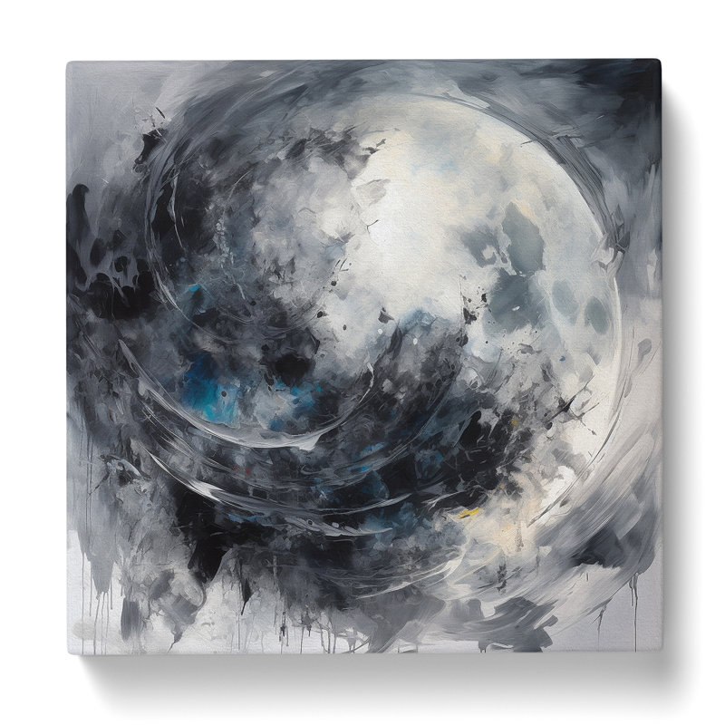Moon Gestural Art No.2 - Wrapped Canvas, 35cm H x 35cm W x 3cm D